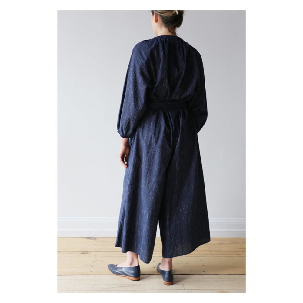 Apiece Apart Isla Wide Leg Jumpsuit 100% Cotton Navy Stripe 4 - Picture 6 of 9
